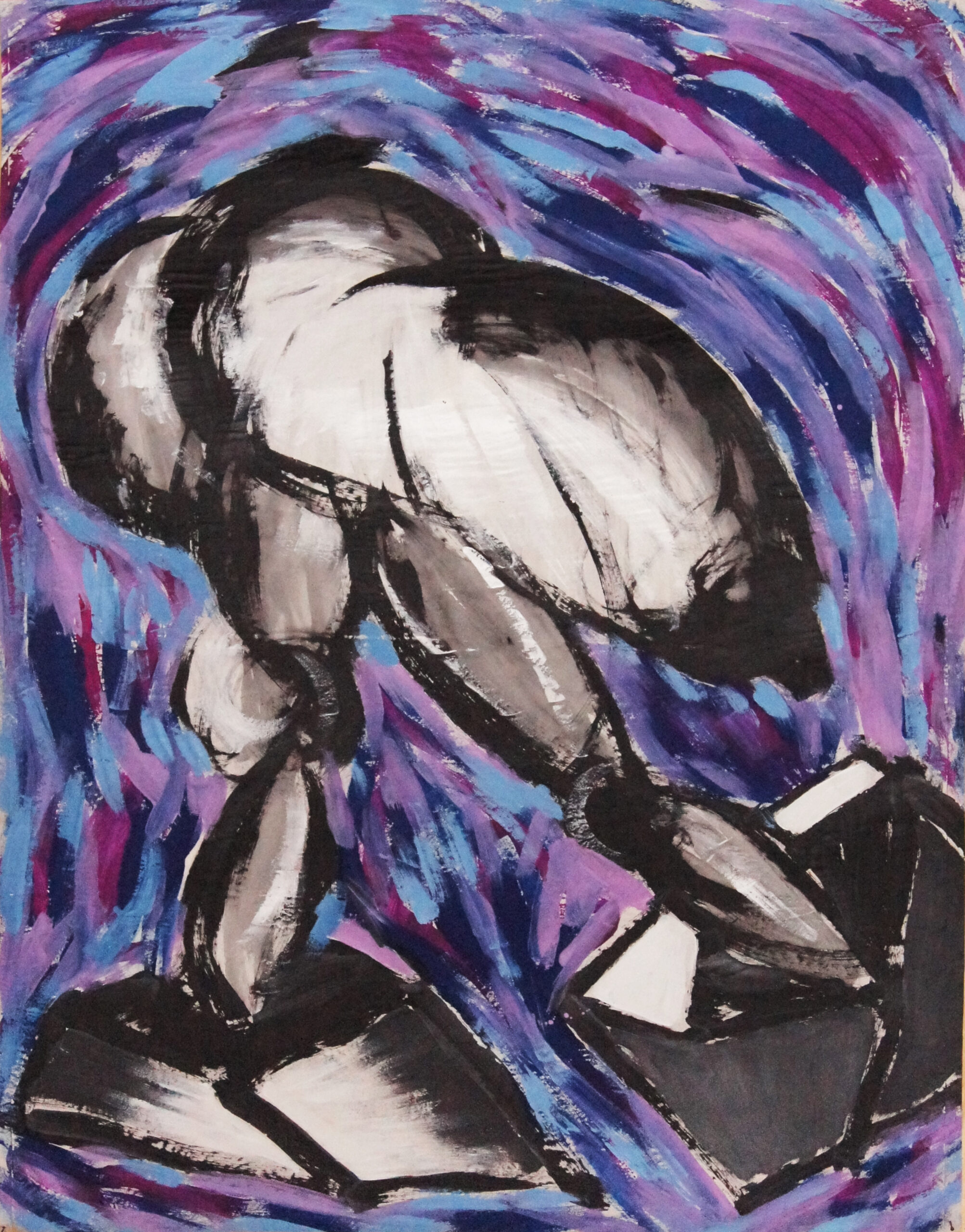 0072 - bez tytułu, akryl-papier, 127 x 98,5 cm