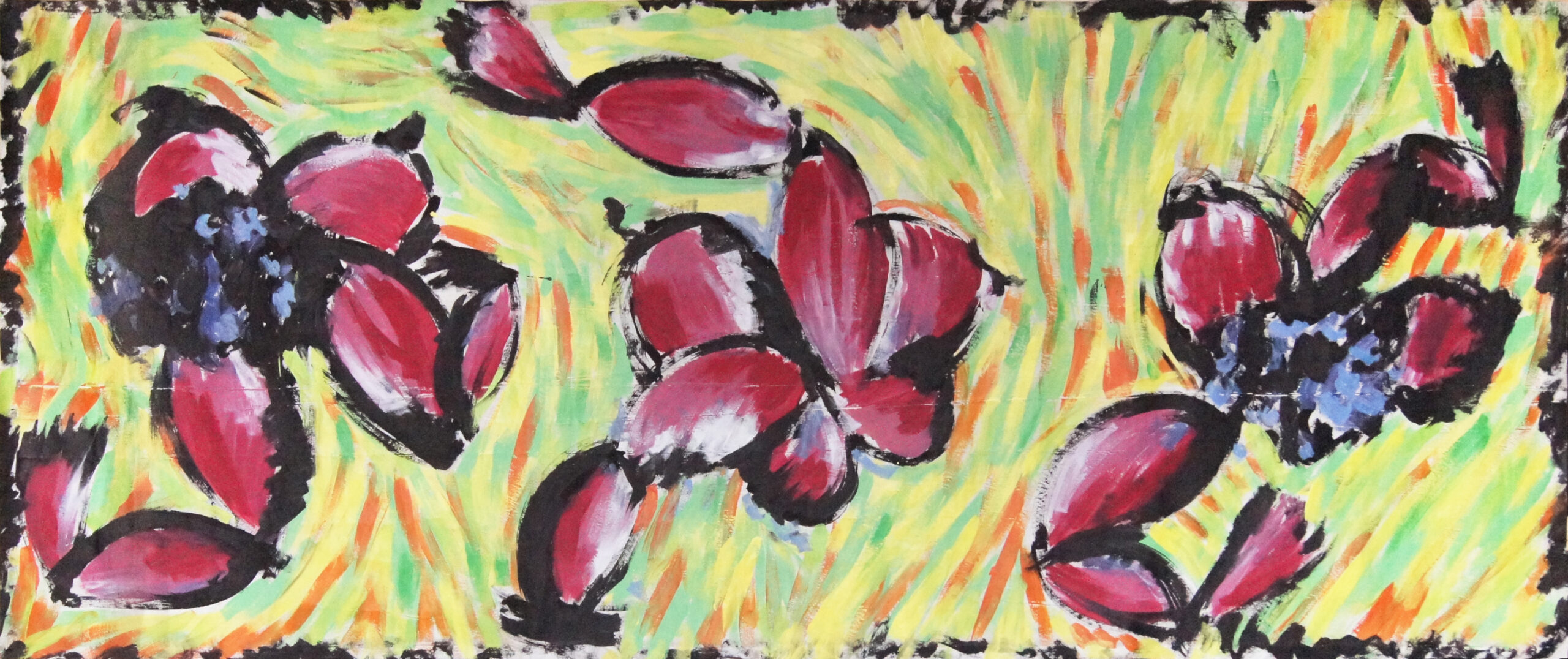 0116 - bez tytułu, 1988, akryl-papier, 111 x 265 cm