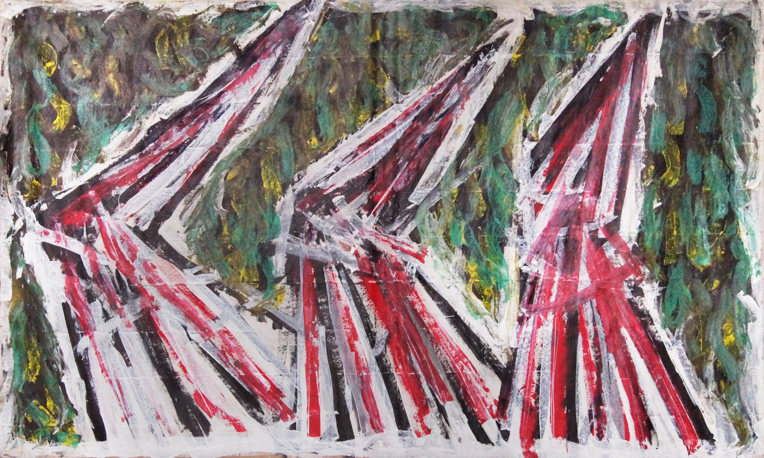 0119 - bez tytułu, akryl-papier, 127 x 210 cm