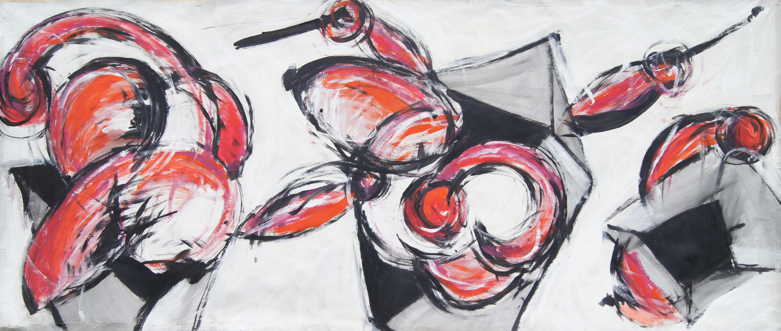 0141 - bez tytułu, akryl-papier, 107 x 260 cm