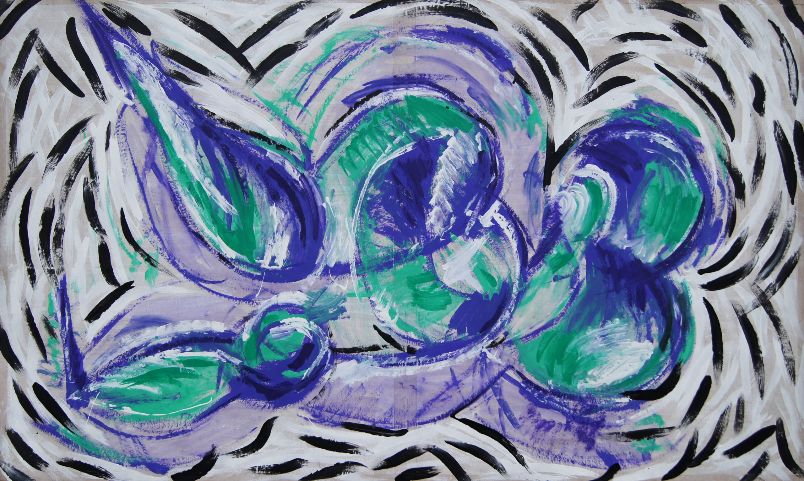 0143 - bez tytułu, akryl-papier, 127 x 210 cm