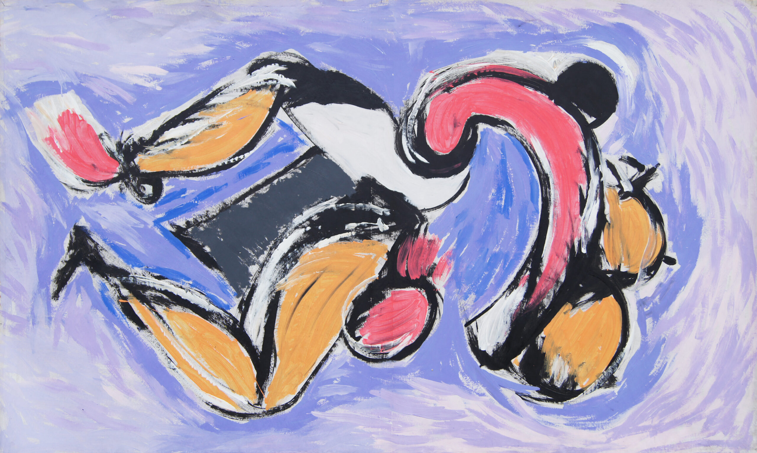 0144 - bez tytułu, akryl-papier, 126 x 211 cm