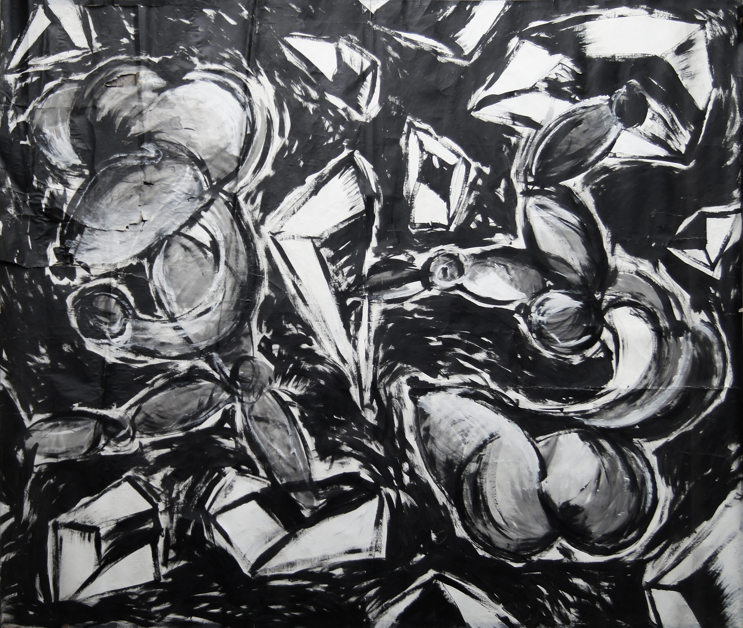 0153 - bez tytułu, akryl-papier, 218 x 258 cm (zniszczony)