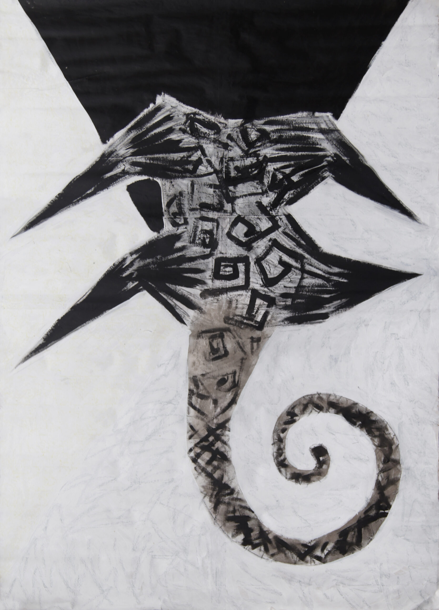 0165 - bez tytułu, 1988, akryl, pastel, spray-papier, 250 x 180 cm