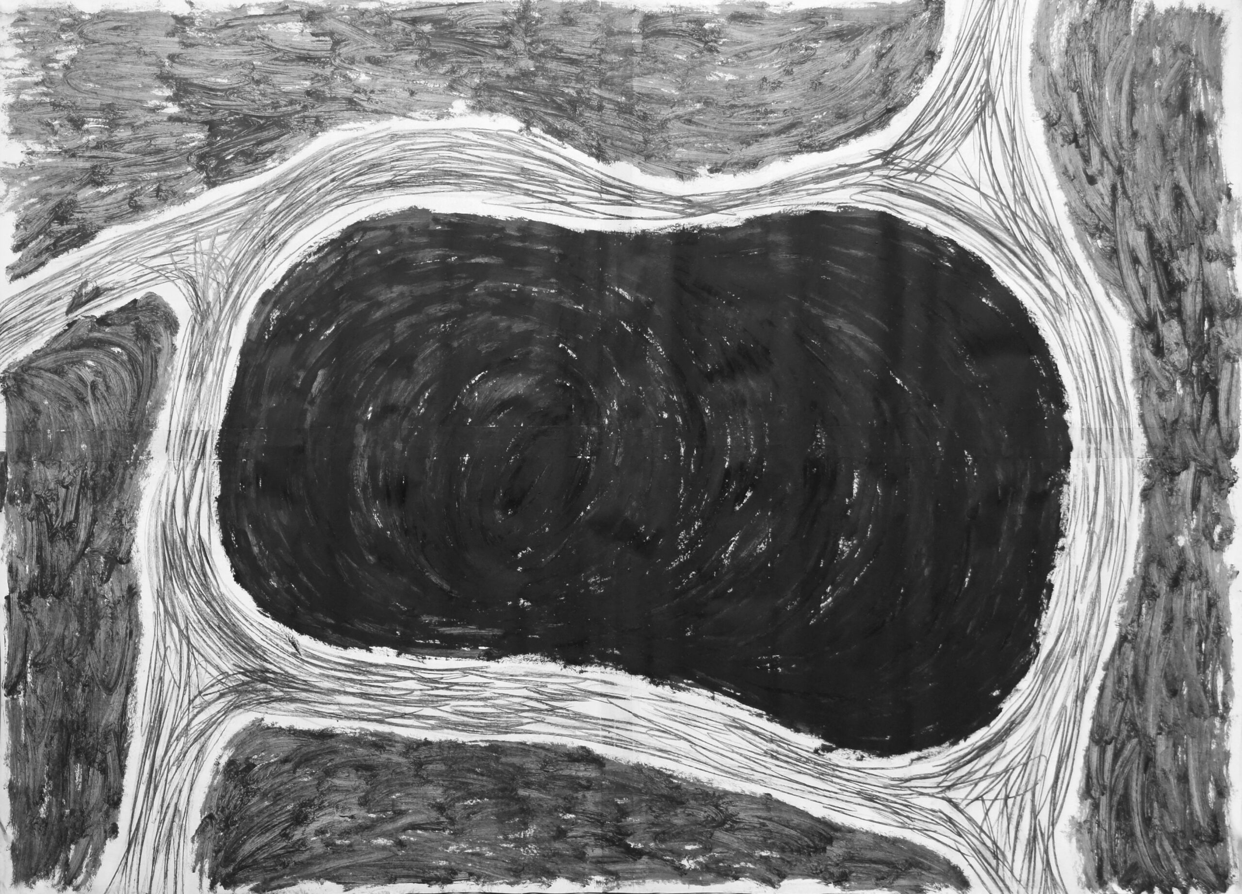 0166 - bez tytułu, 1988, akryl, grafit-papier, 180 x 250 cm