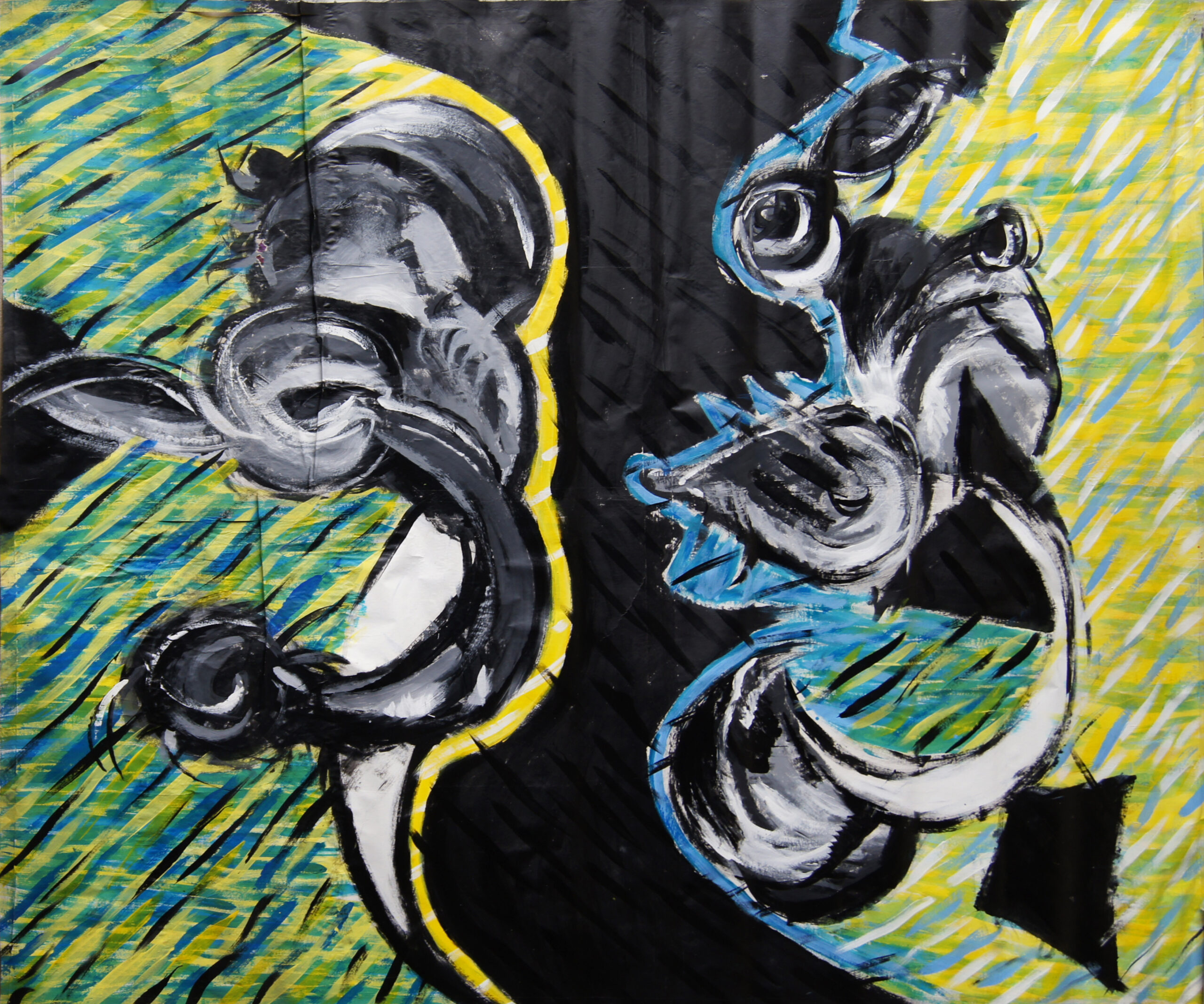 0170 - bez tytułu, akryl-papier, 217 x 260 cm, uszkodzony