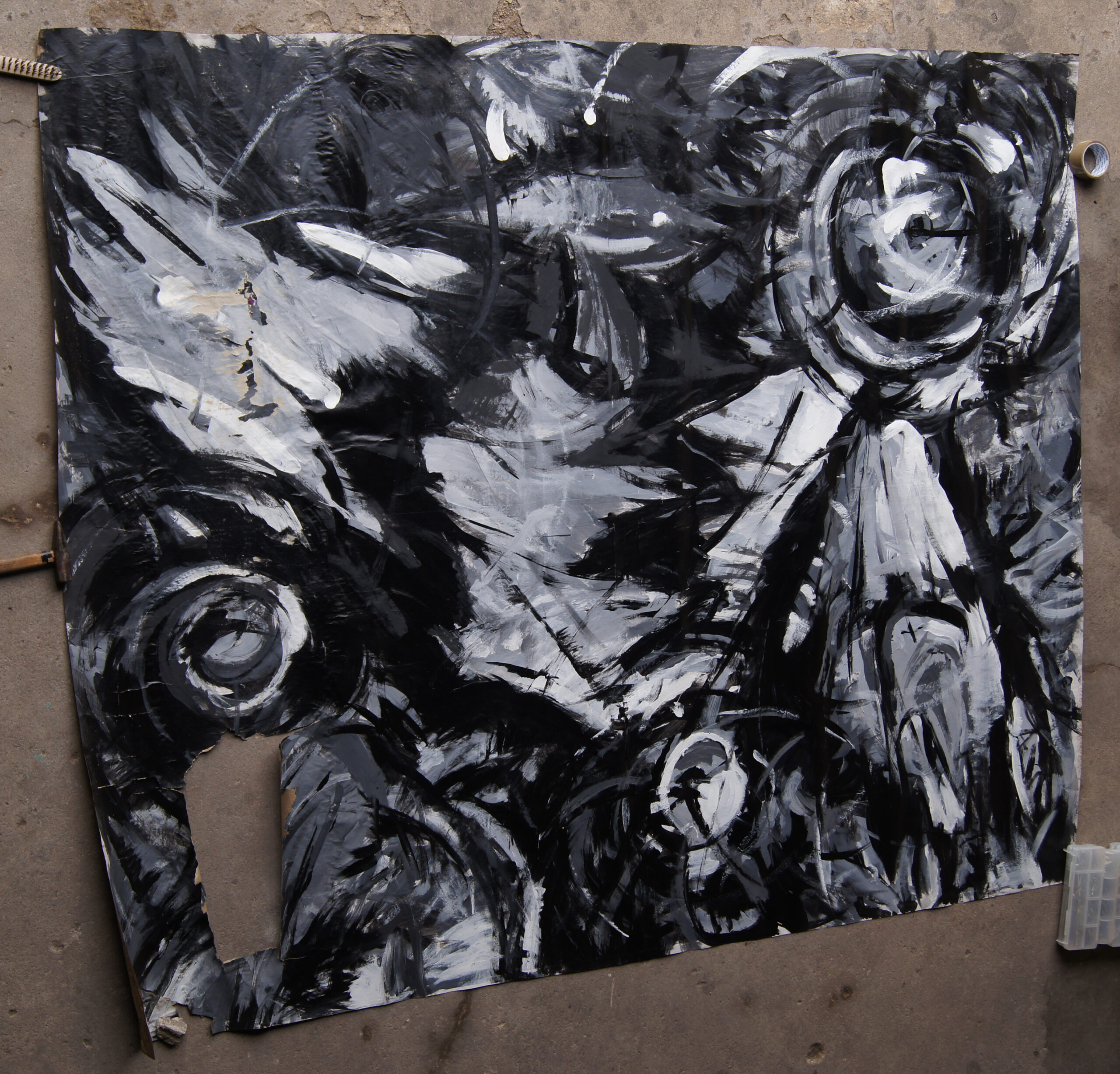 0171 - bez tytułu, akryl-papier, 198 x 256 cm, uszkodzony