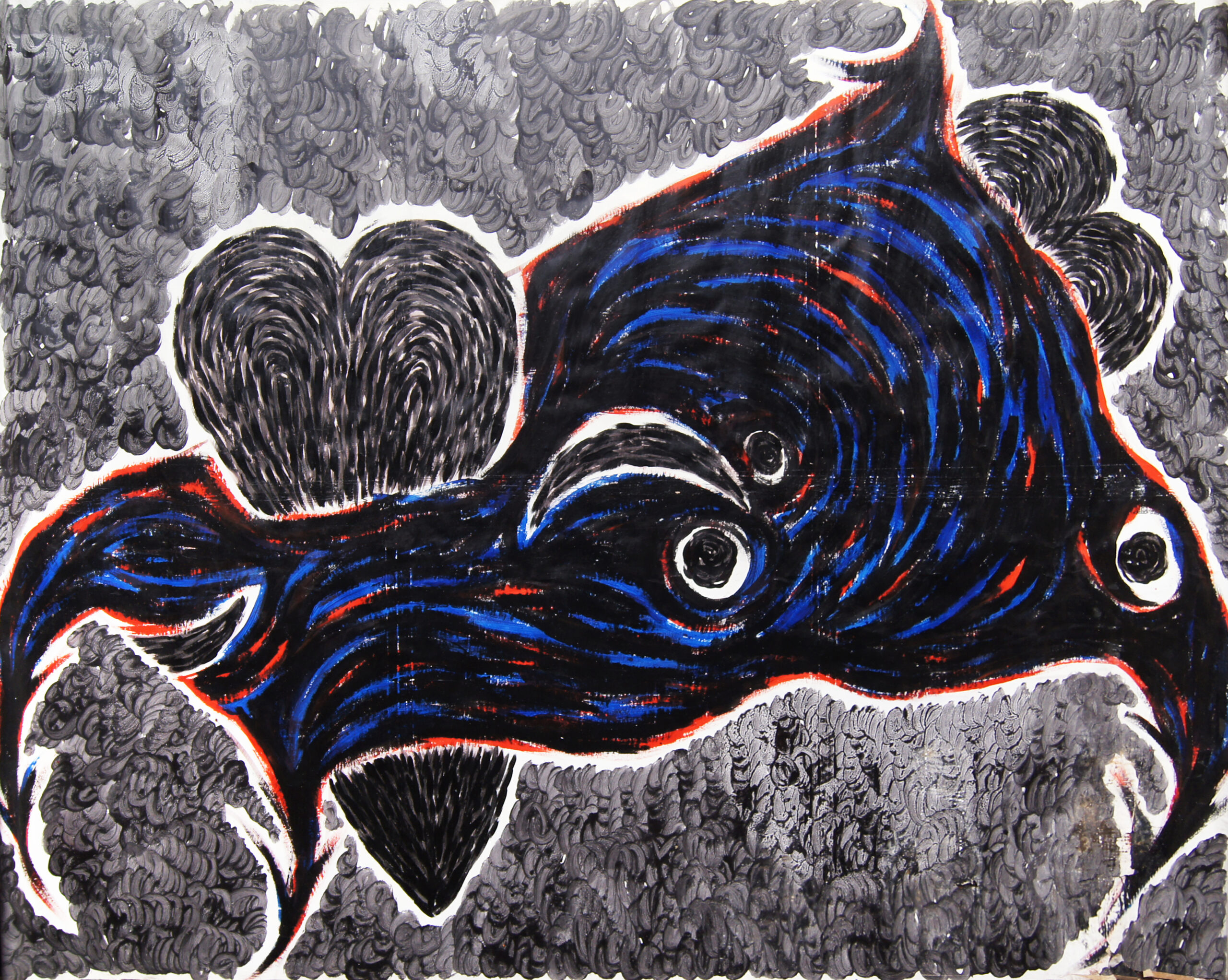 0184 - bez tytułu, akryl-papier, 257 x 322 cm, uszkodzony