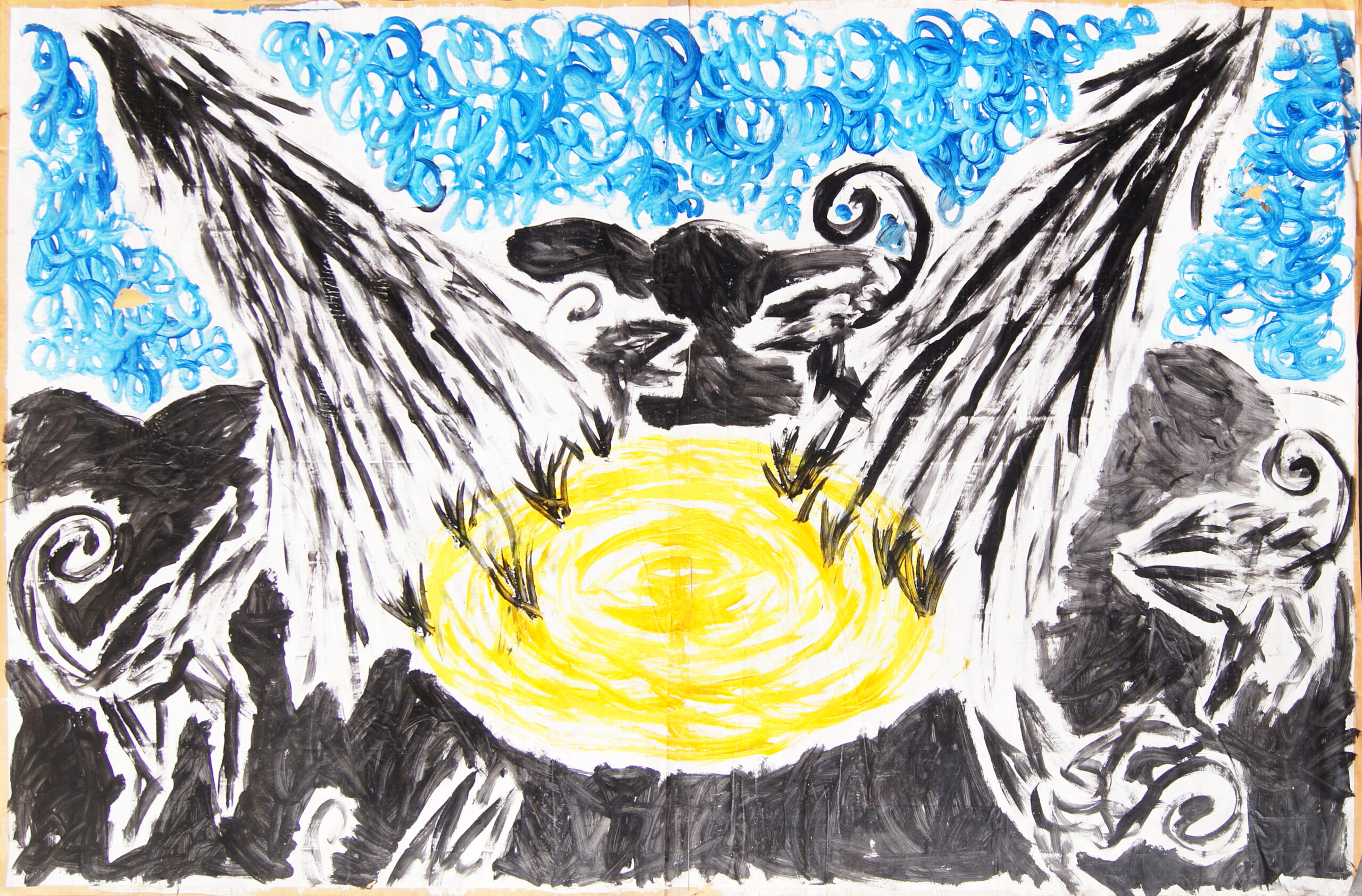 0193 - bez tytułu, akryl-papier, 242 x 368 cm