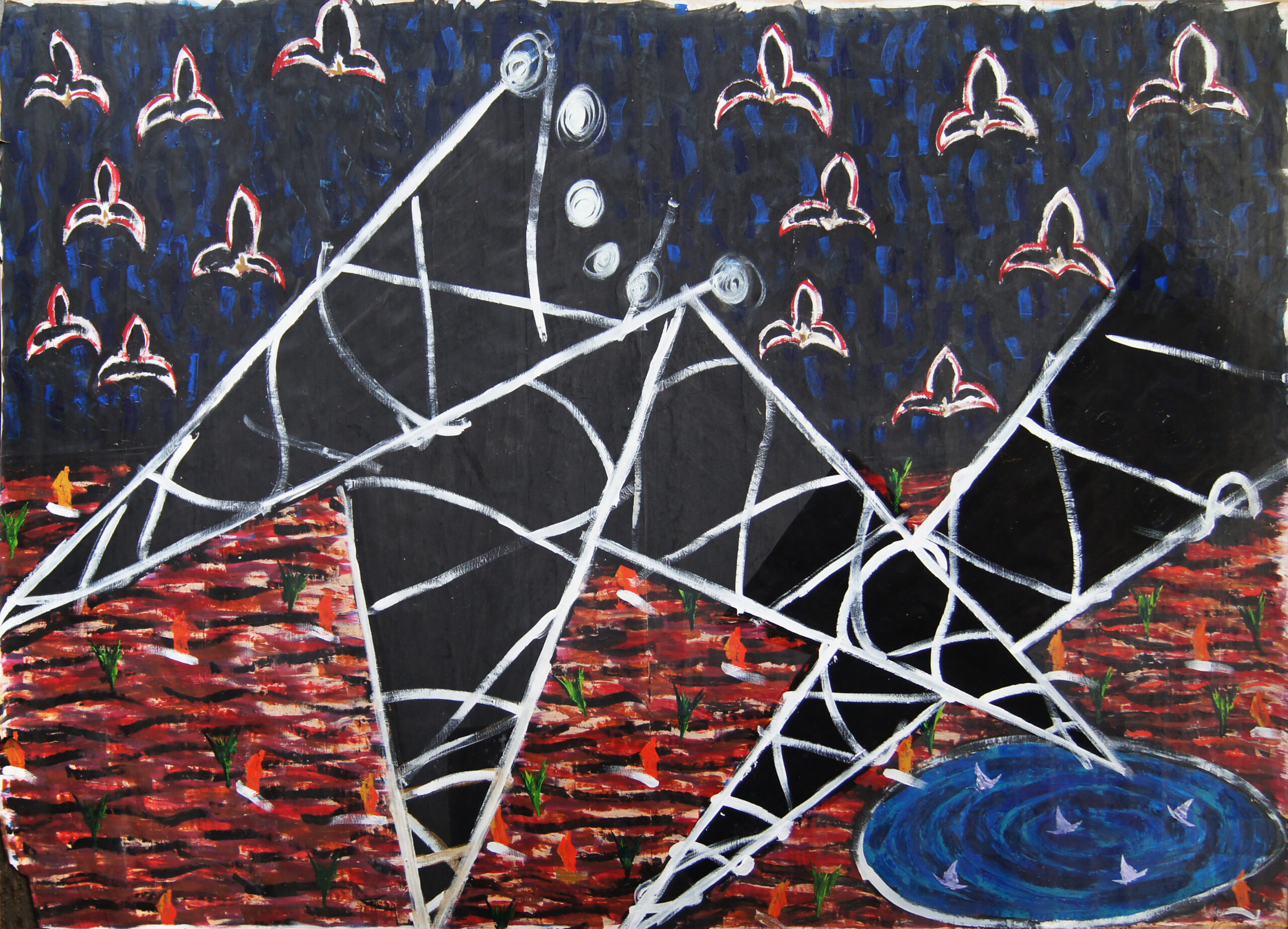 0194 - bez tytułu, akryl-papier, 264 x 366 cm