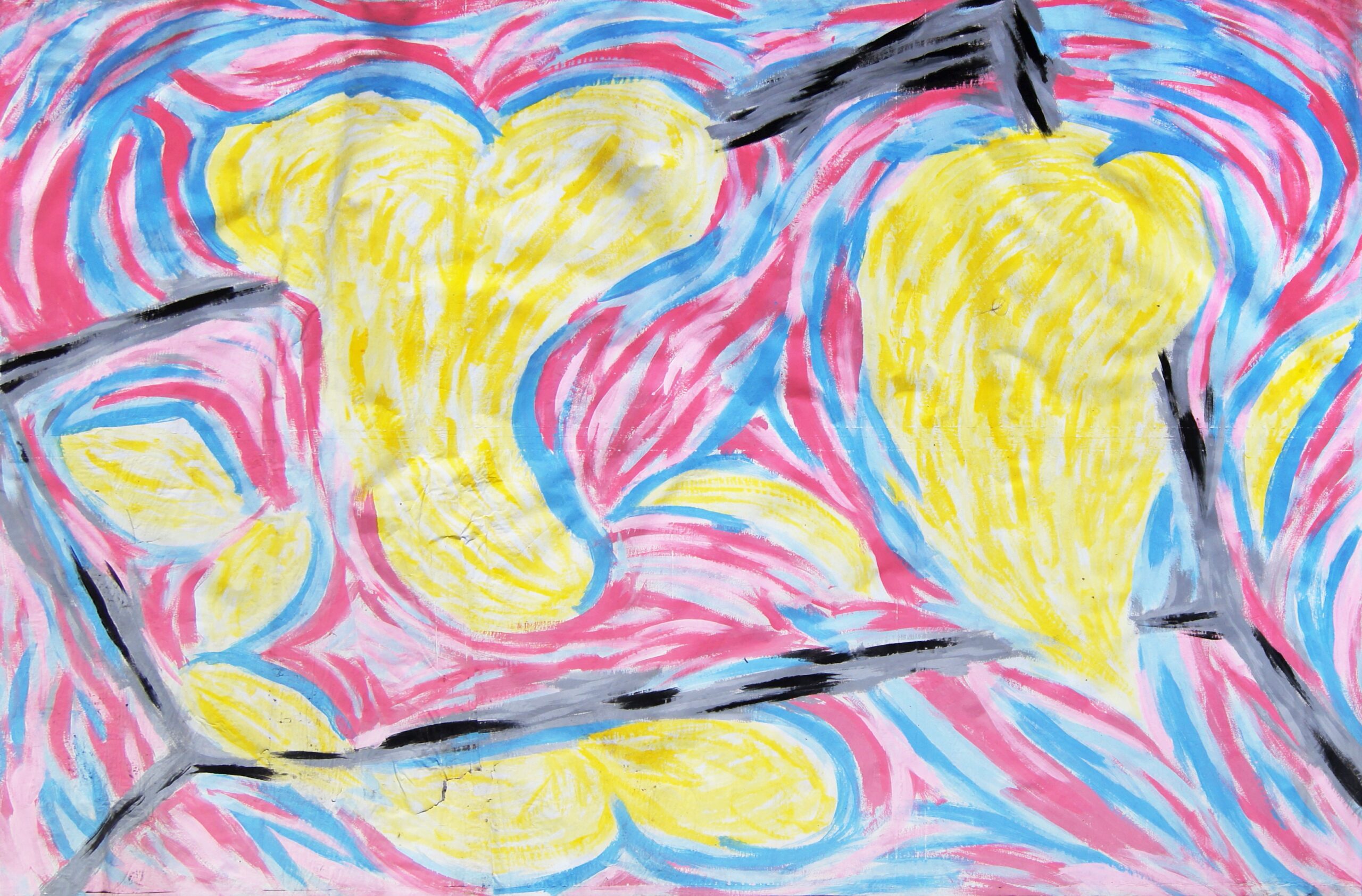 0196 - bez tytułu, akryl-papier, 242 x 368 cm, uszkodzony