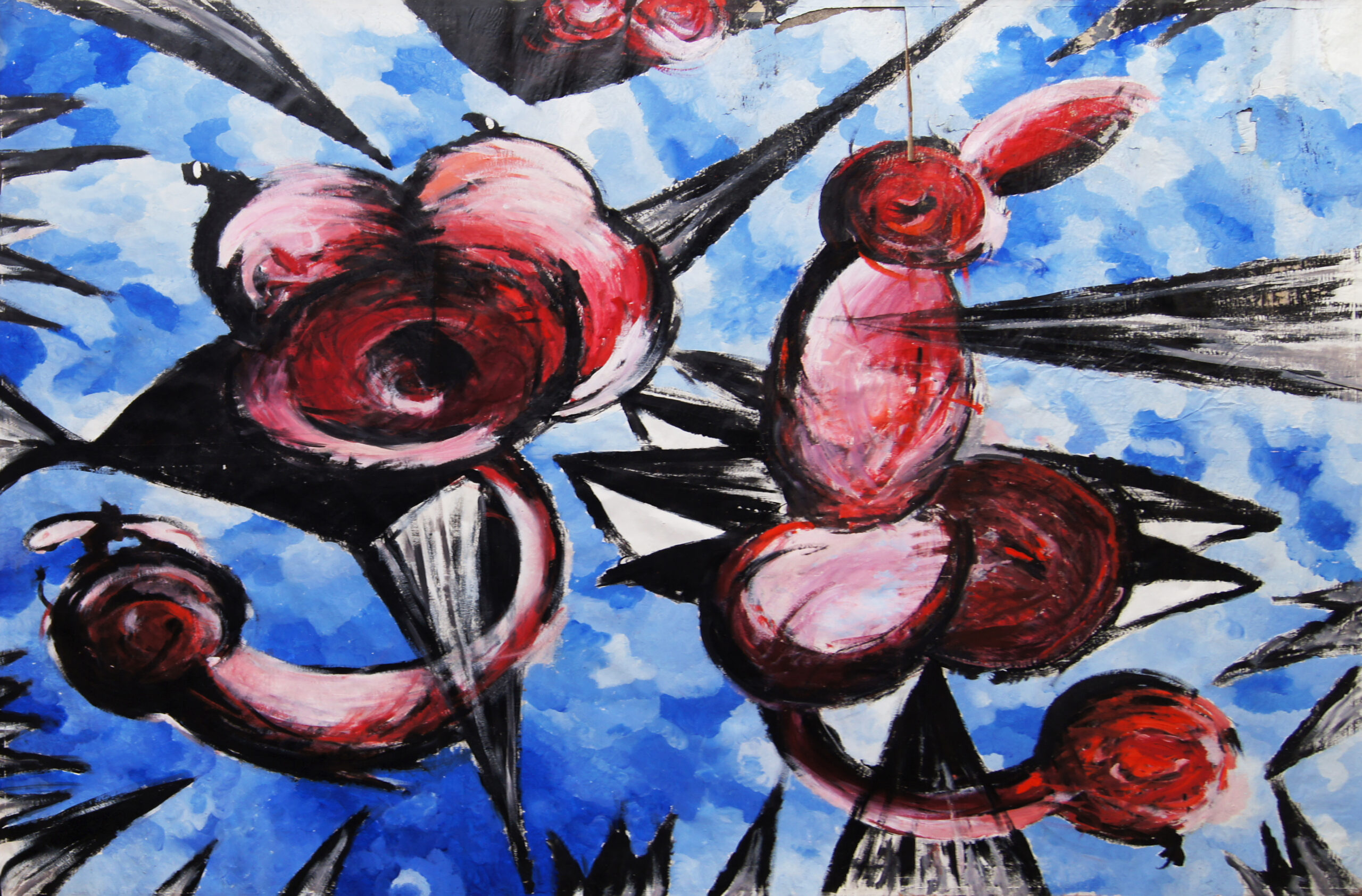 0197 - bez tytułu, akryl-papier, 242 x 368 cm, uszkodzony