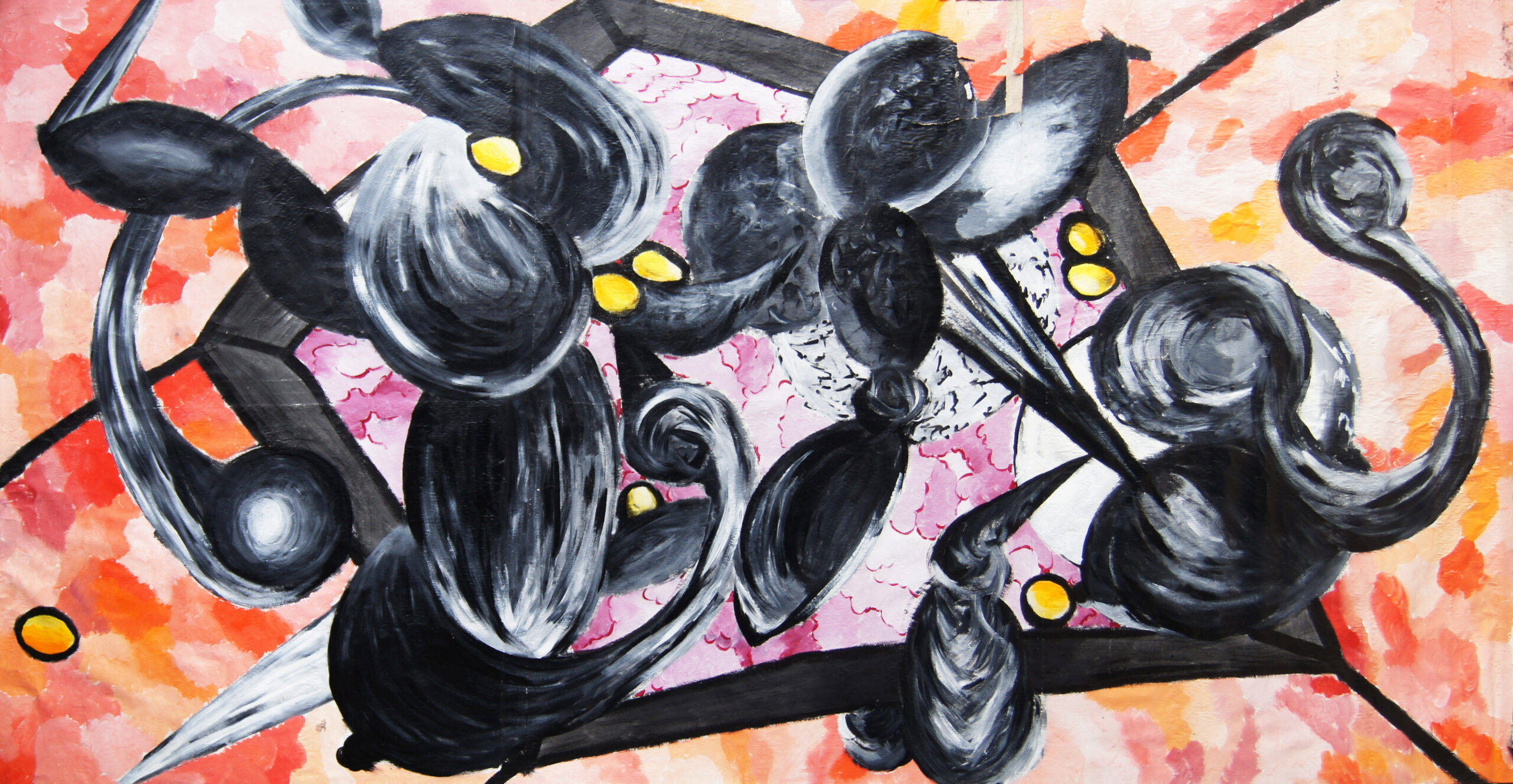 0199 - bez tytułu, akryl-papier, 198 x 382 cm