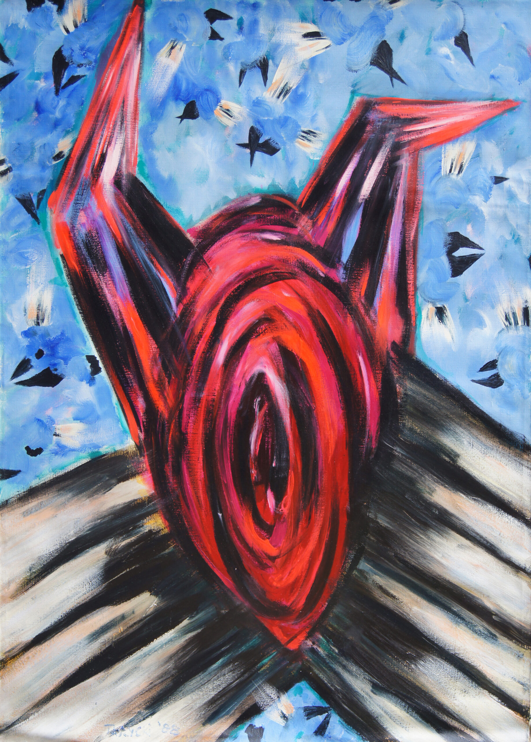 0208 - bez tytułu, 1988, akryl-płótno, 140 x 100 cm