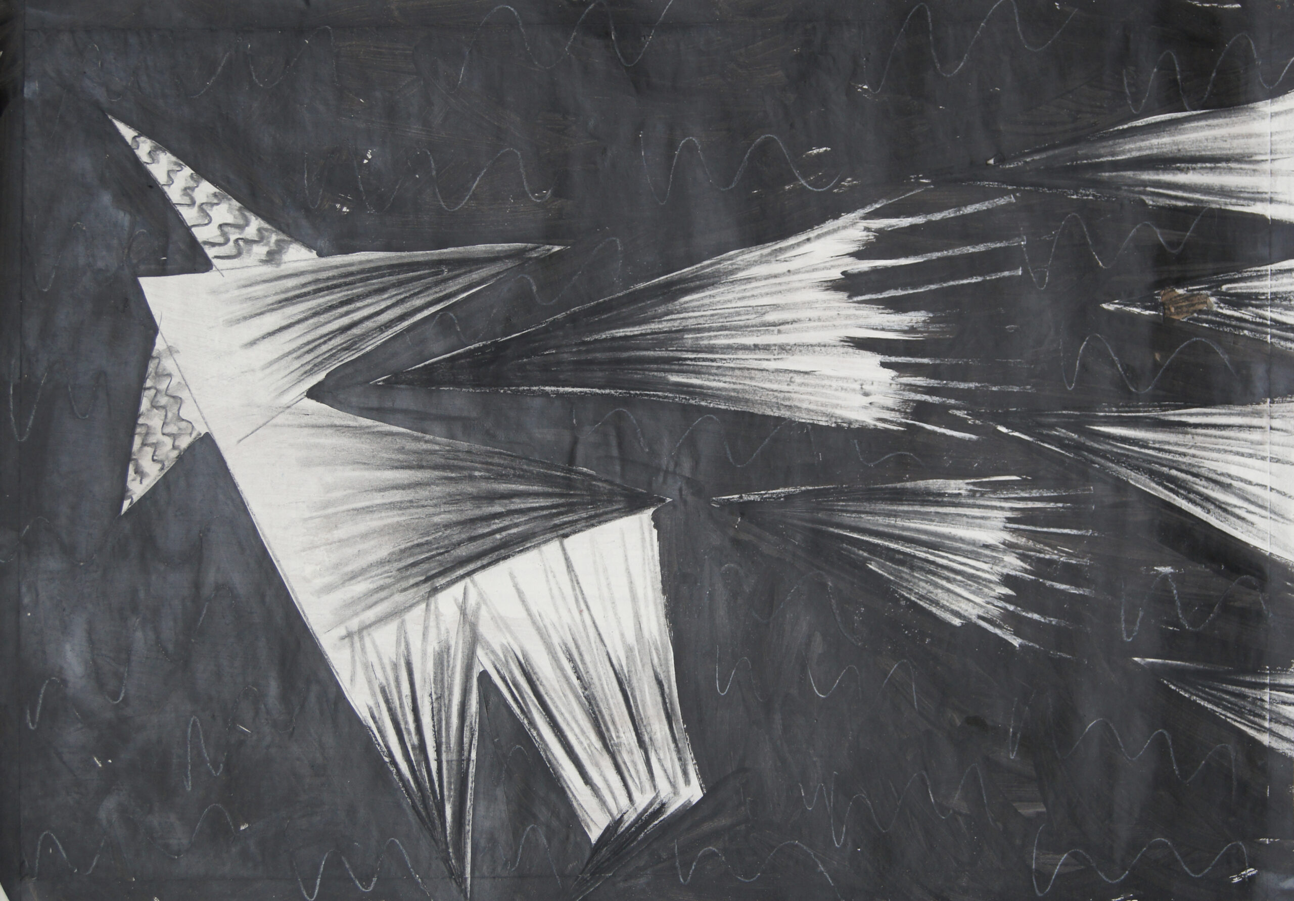 0257 - bez tytułu, pastel, tusz-papier, 100 x 68 cm