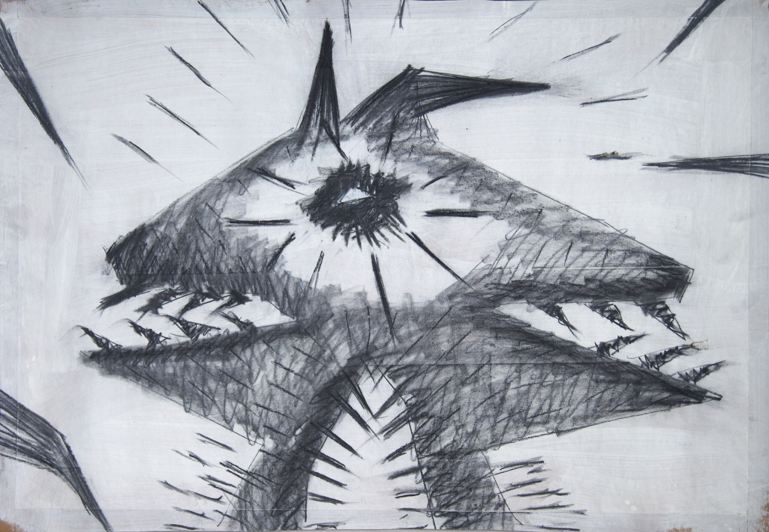 0258 - bez tytułu, pastel, węgiel, akryl-papier, 70 x 100 cm