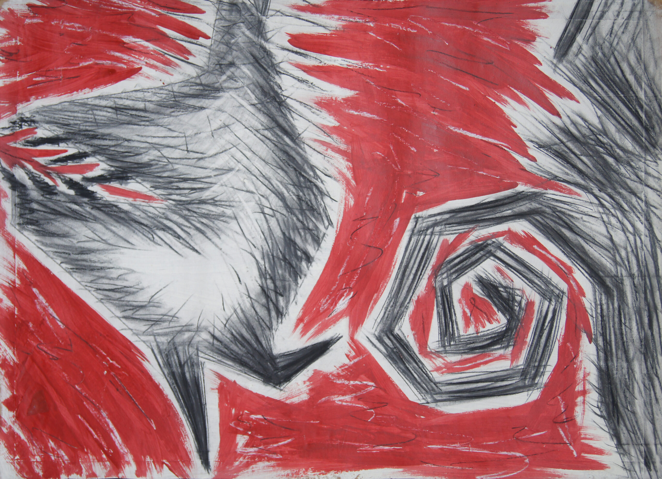 0265 - bez tytułu, akryl, węgiel-papier, 99 x 70,5 cm