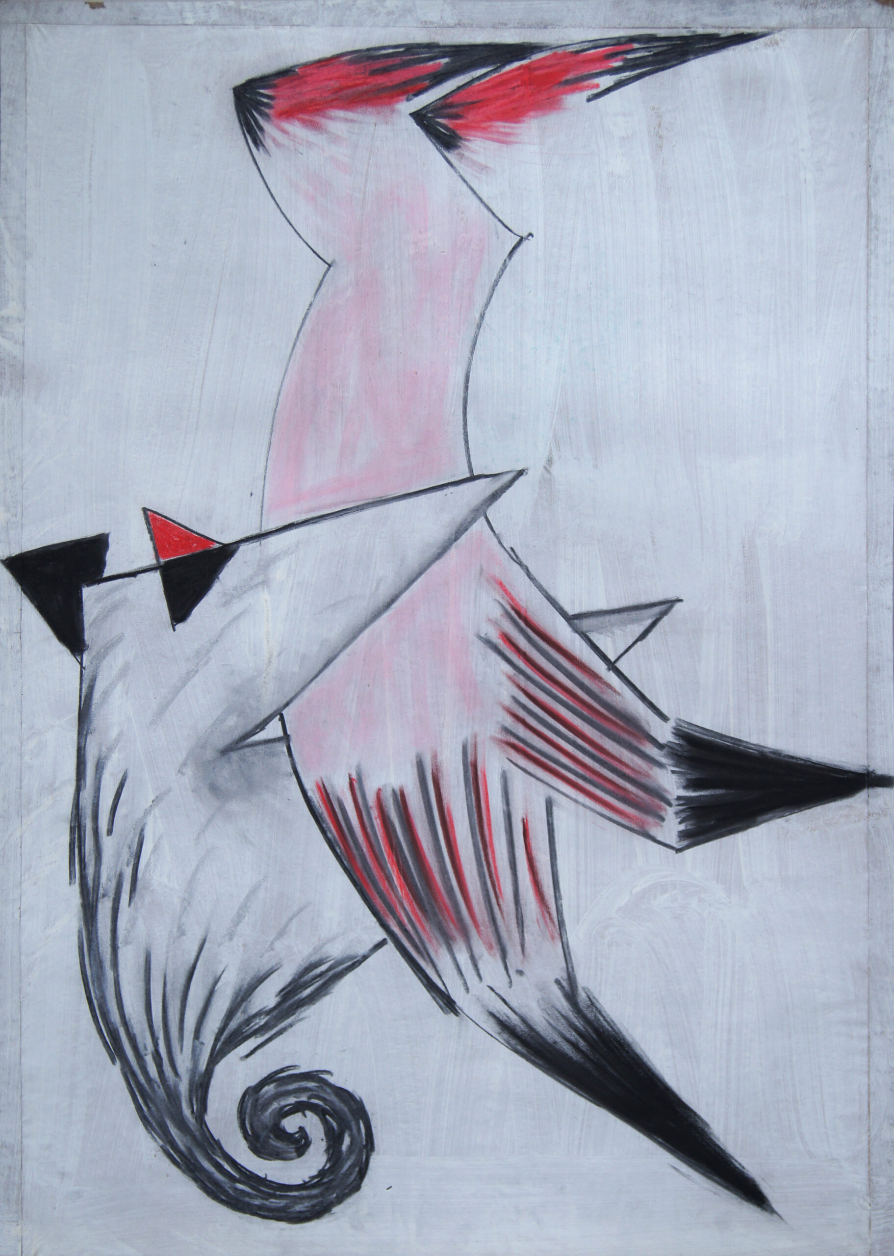 0266 - bez tytułu, pastel, węgiel-papier, 98 x 70 cm