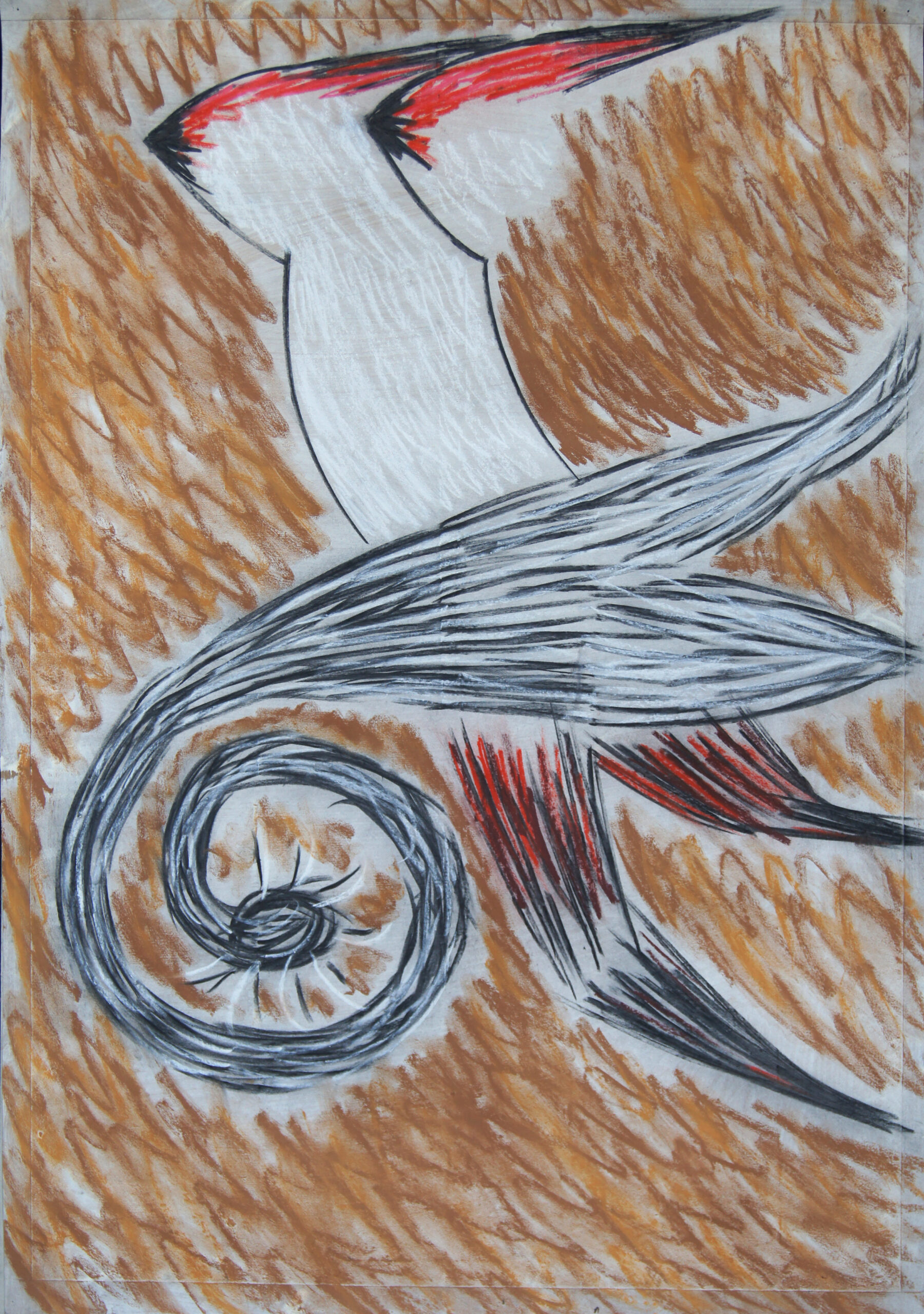 0268 - bez tytułu, pastel, węgiel-papier, 100,5 x 71 cm