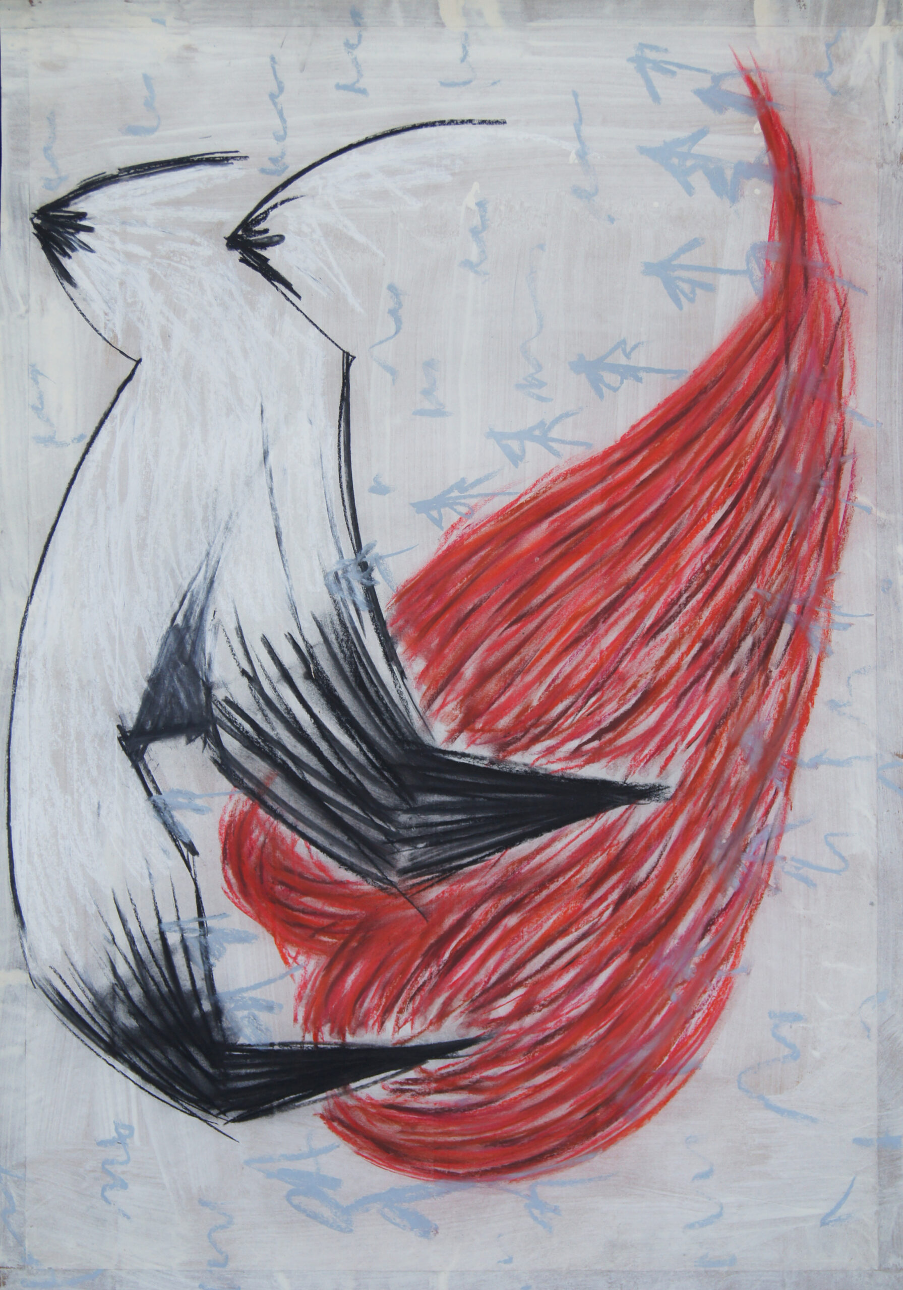 0269 - bez tytułu, pastel, węgiel-papier, 100 x 70 cm