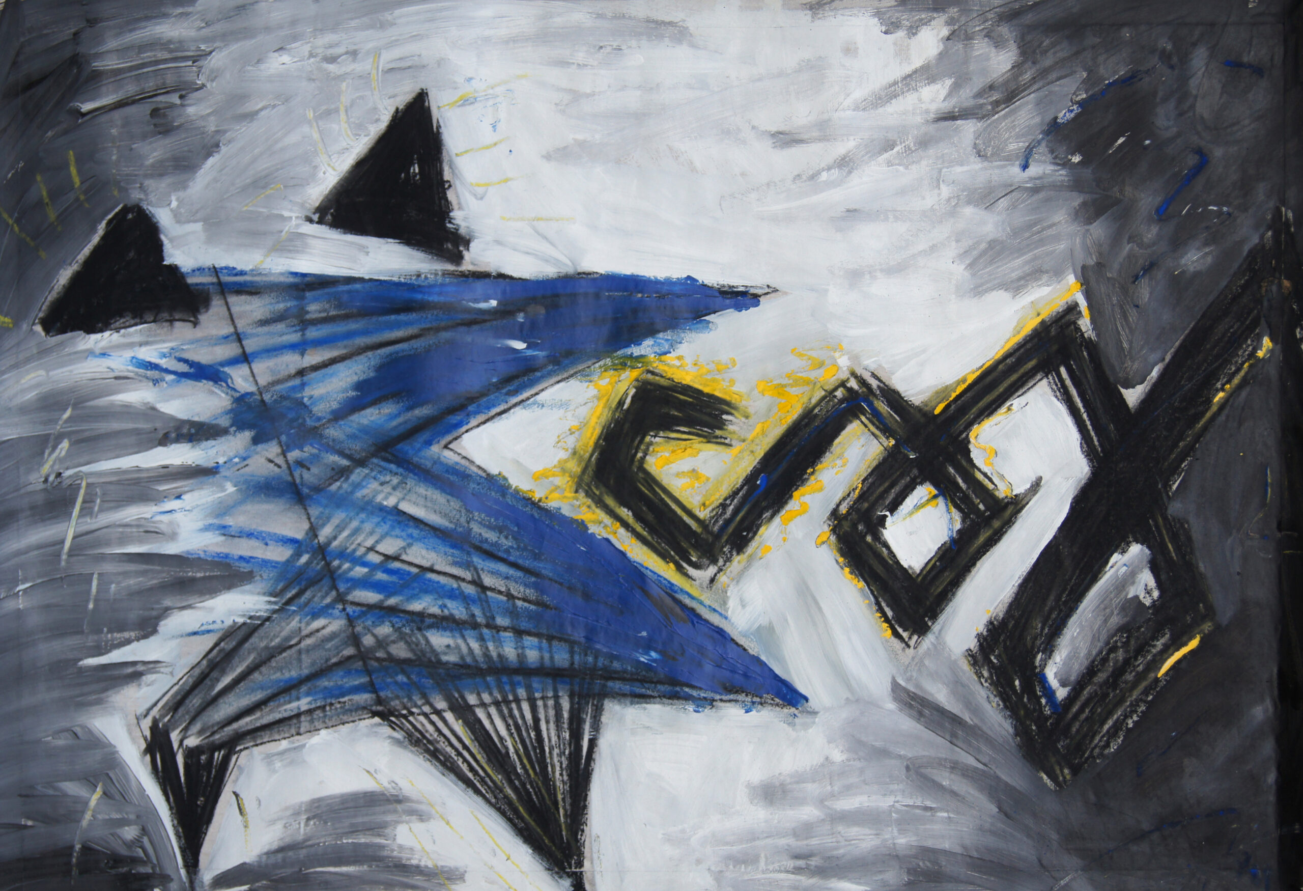 0270 - bez tytułu, pastel, węgiel, akryl-papier, 100 x 66,5 cm