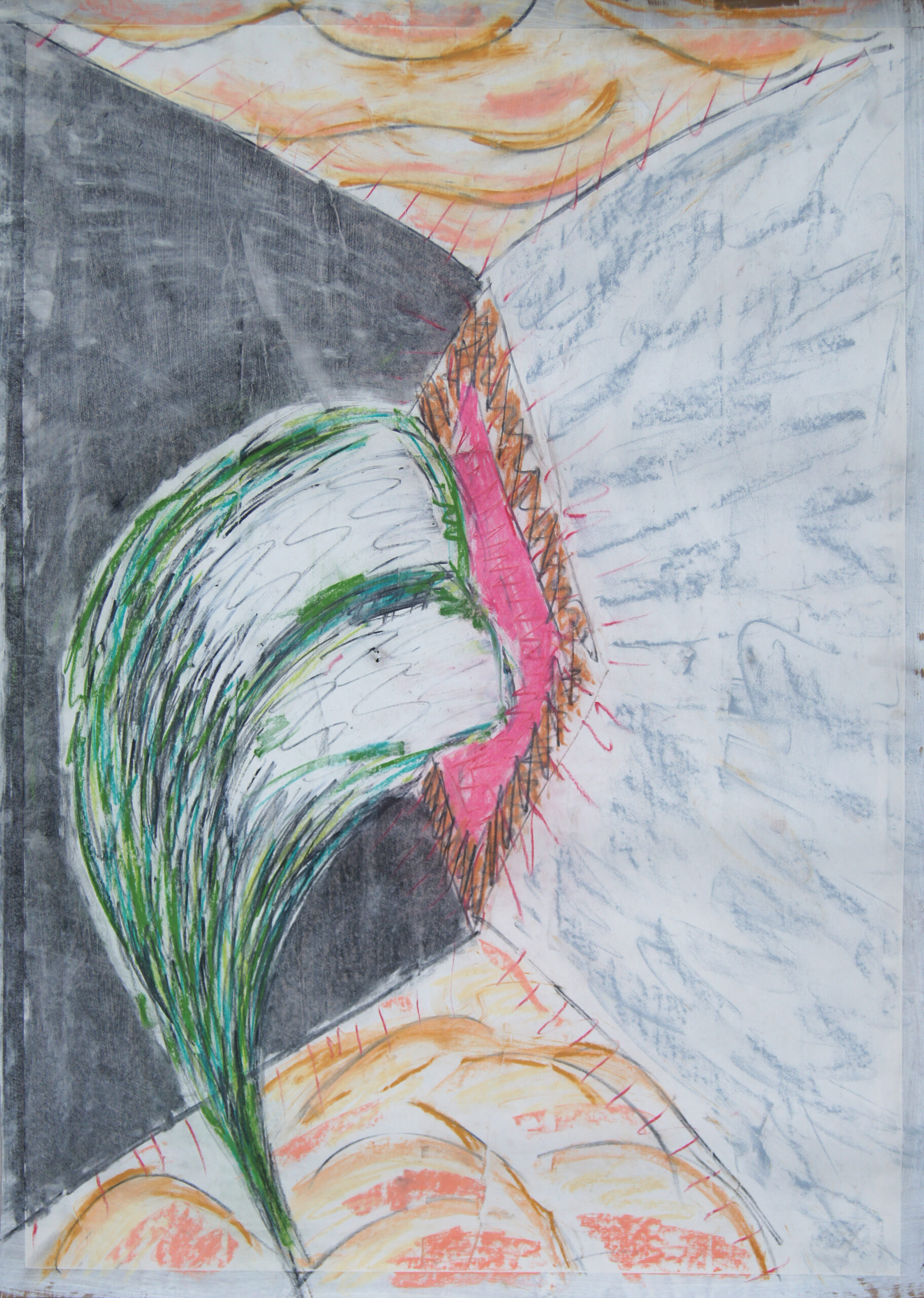 0279 - bez tytułu, pastel, węgiel-papier, 101 x 71,5 cm