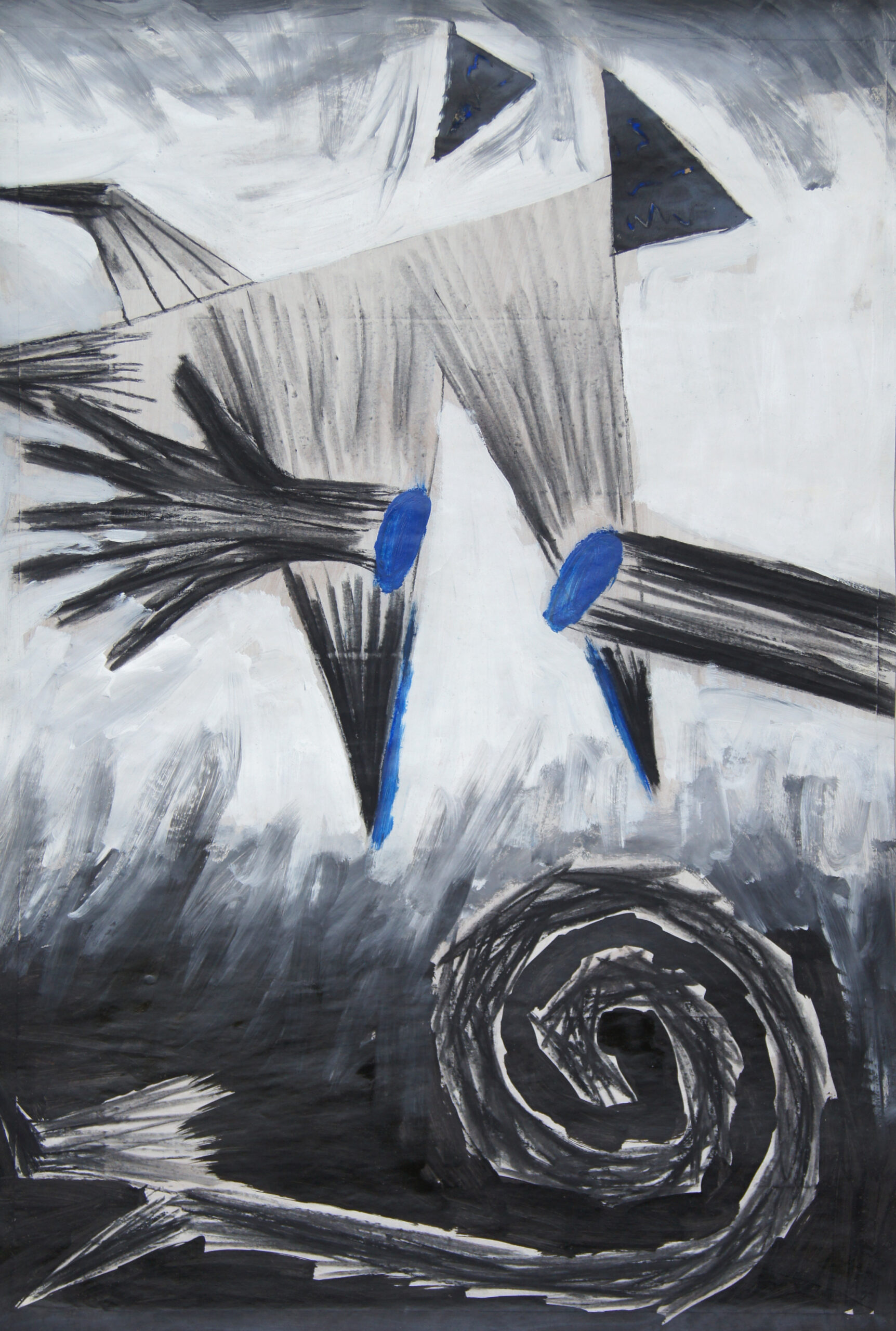 0281 - bez tytułu, akryl, węgiel-papier, 100 x 66 cm