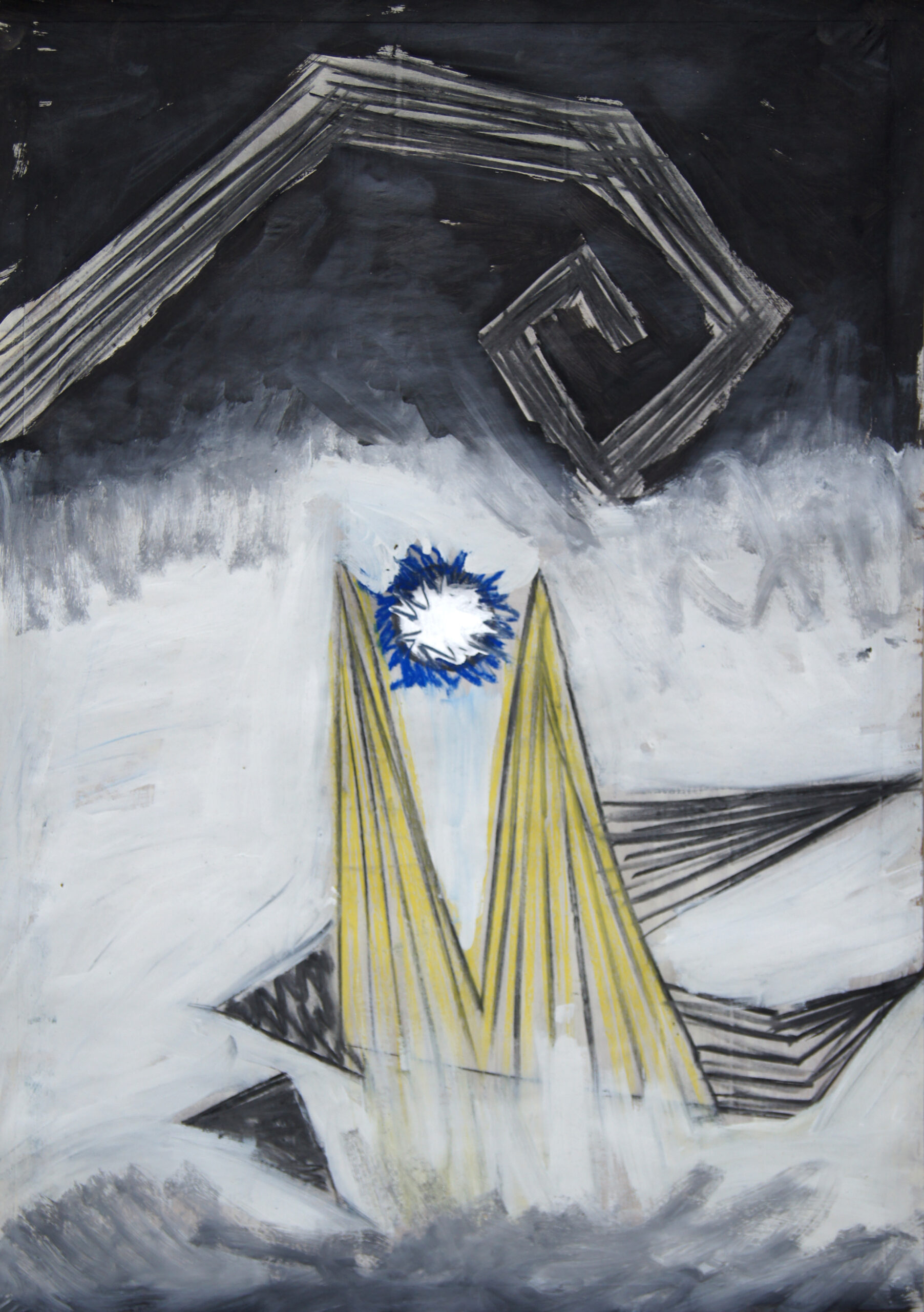 0282 - bez tytułu, akryl, pastel, węgiel-papier, 98 x 69 cm