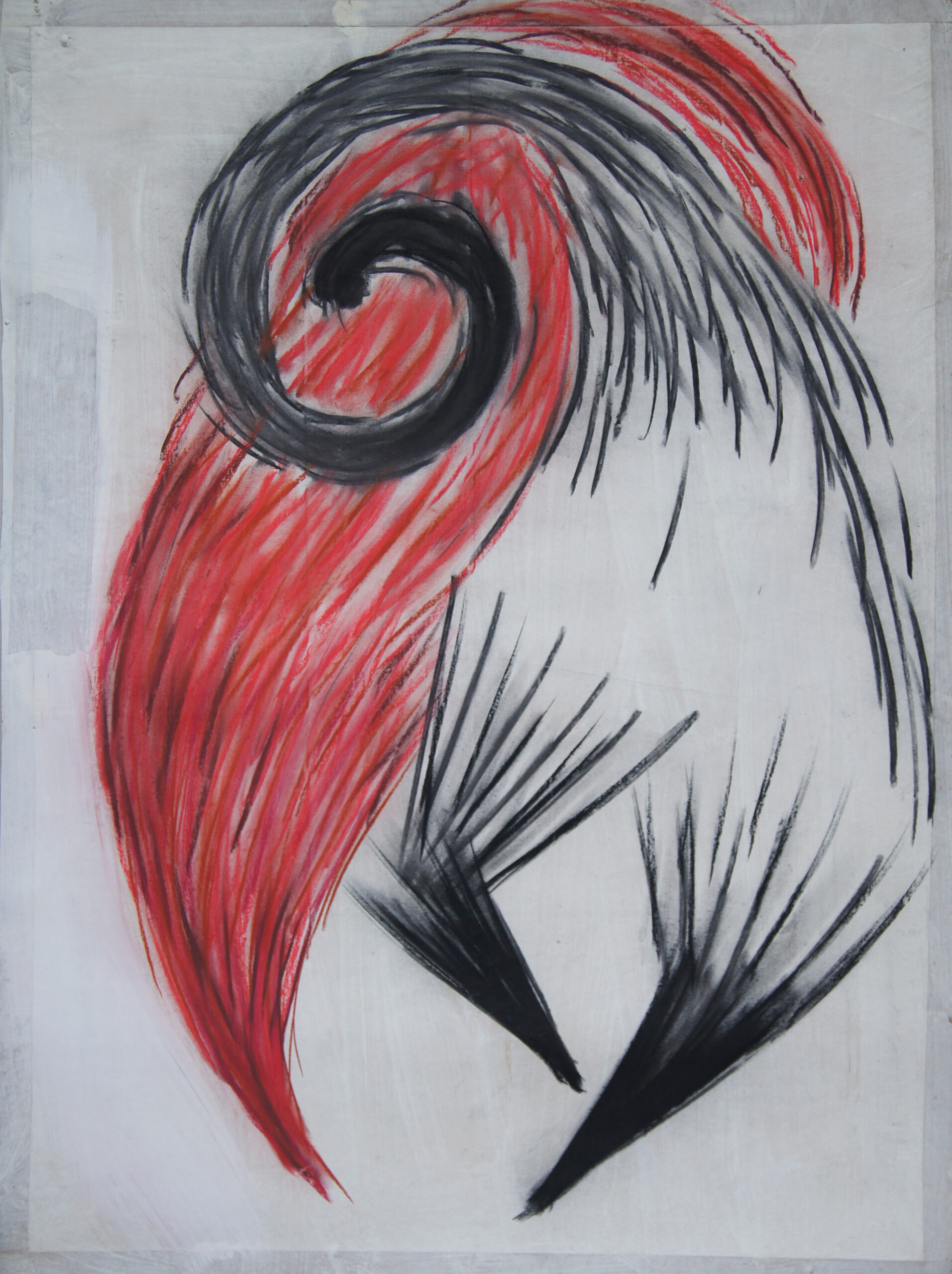 0286 - bez tytułu, pastel, węgiel-papier, 96 x 70 cm